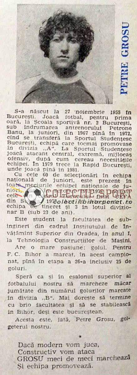 Sursa: Fotbal la porțile Bihorului, mai, 1982.