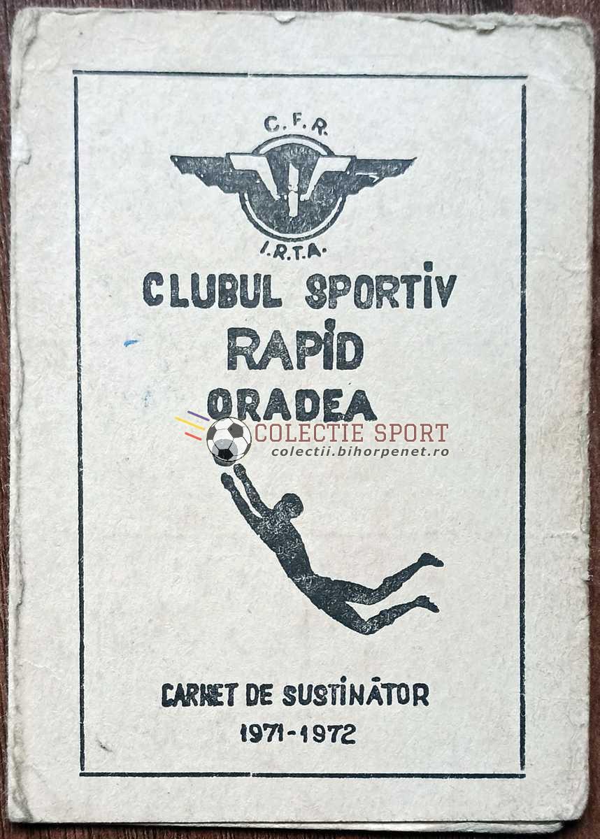 Carnet susținător Rapid Oradea 1971-1972
