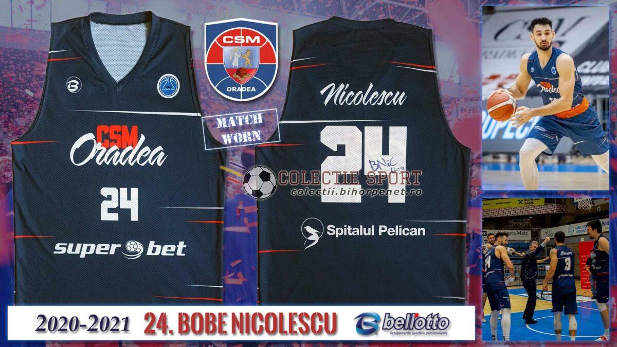 CSM Oradea match worn t-shirt, 2021, FIBA Europe Cup version, Bellotto, 24. Bobe Nicolescu, Photo credit: https://www.facebook.com/CSM.Oradea