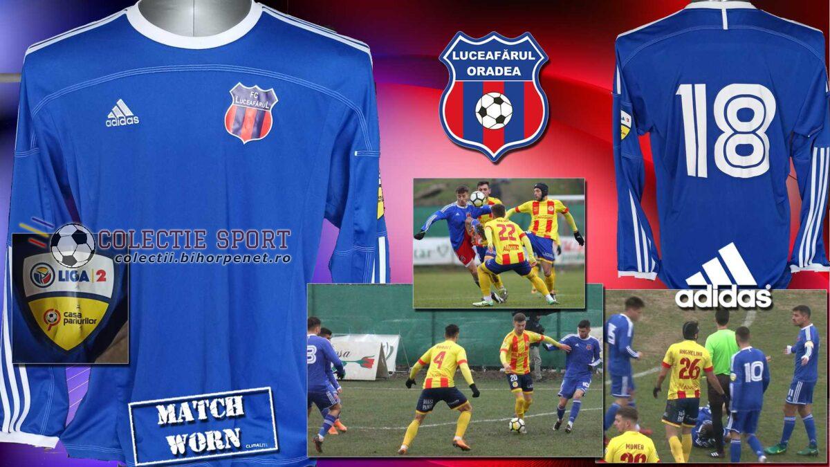 Tricouri de colectie Rapid Bihor Romania: Tricou de joc Luceafărul Oradea, Adidas, kit jucat în anii în care echipa a evoluat în Liga 2, din 2015 până la desființarea echipei de seniori (2022)