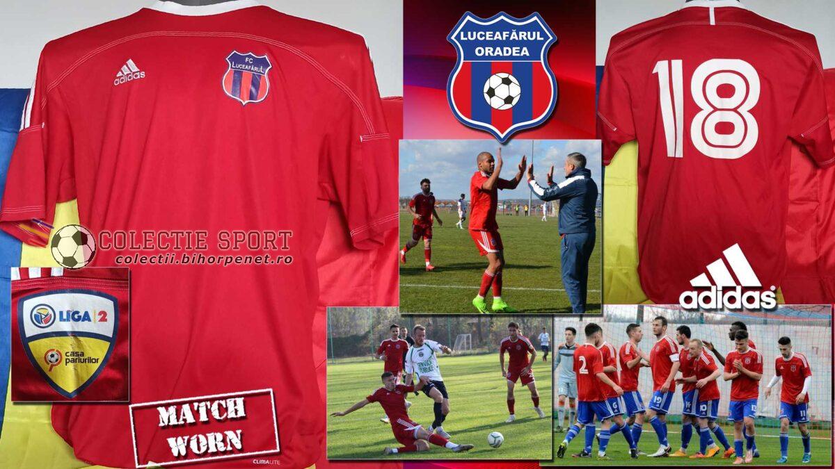 Tricouri de colectie Rapid Bihor Romania: Tricou de joc Luceafărul Oradea, Adidas, kit jucat în anii în care echipa a evoluat în Liga 2, din 2015 până la desființarea echipei de seniori (2022)